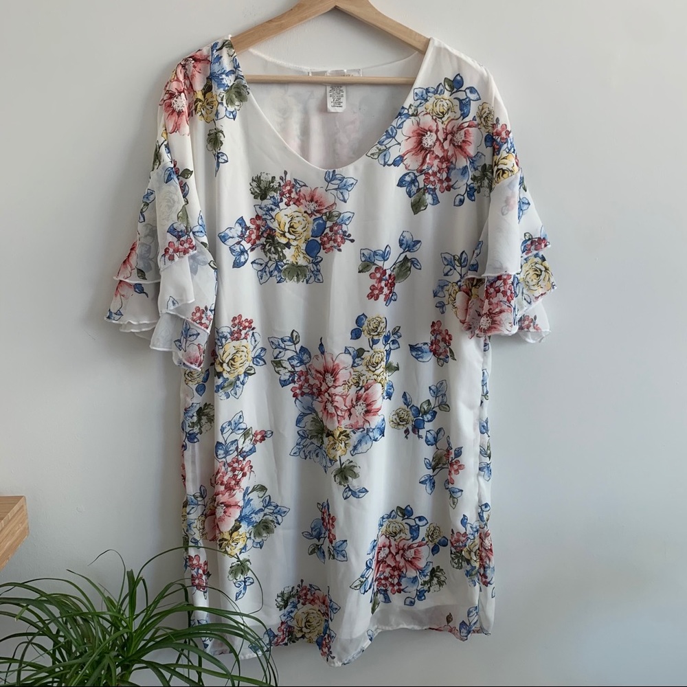 3/20$ Love Kuza-White Floral Flowy Dress-NWOT
